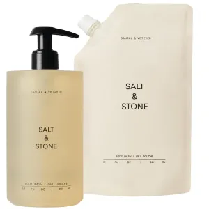 Salt & Stone Antioxidant-Rich Body Wash Bundle (15.2 Oz Bottle with Pump   32 Oz Refill Pouch) | Santal & Vetiver | Free From Parabens, Sulfates & Phthalates