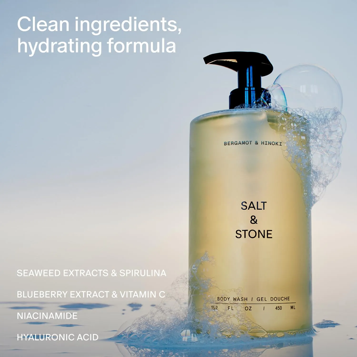 Salt & Stone Body Wash with Antioxidants for Deep Moisture | For Women & Men, Sulfate, Paraben, & Dye Free, Leaving Skin Soft and Hydrated