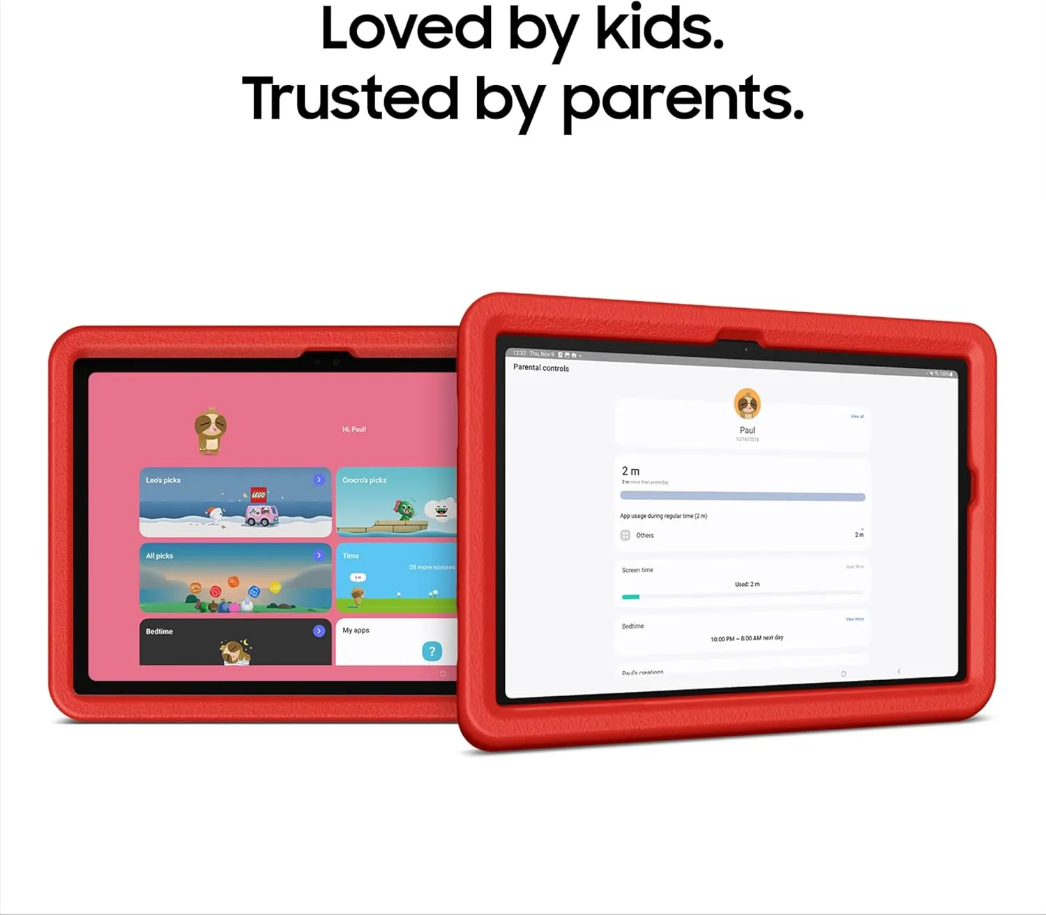 SAMSUNG Galaxy Tab A9  Plus Kids Edition 11” 64GB WiFi Android Tablet, Long Battery Life, Expandable Storage, Thin, Light Design, Durable Puffy Cover, US Version, 2024, Red