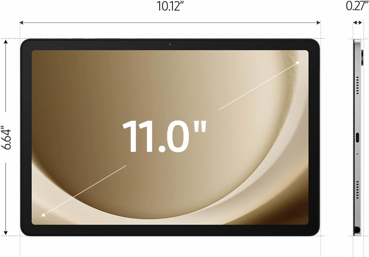 Samsung Galaxy Tab A9  Plus 11” 64GB Android Tablet, Big Screen, Quad Speakers, Upgraded Chipset, Multi Window Display, Slim, Light, Durable, Kids Friendly Design, US Version, 2024, Silver