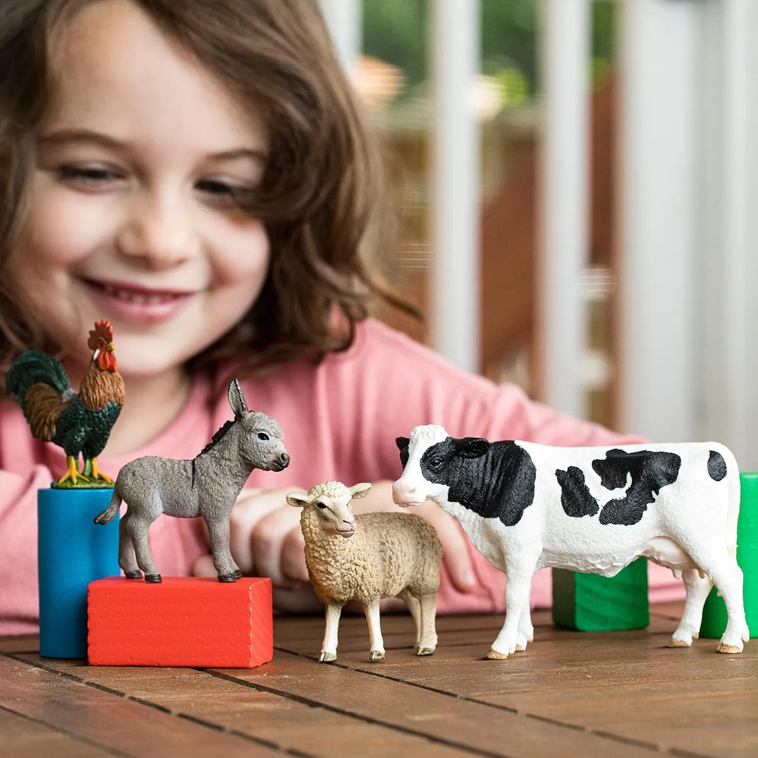 Schleich Farm World - Starter Set, Includes 4 x Collectible Toy Farm Animals, Cow, Sheep, Donkey Foal and Rooster Farm Animal Toys for Kids Ages 3 