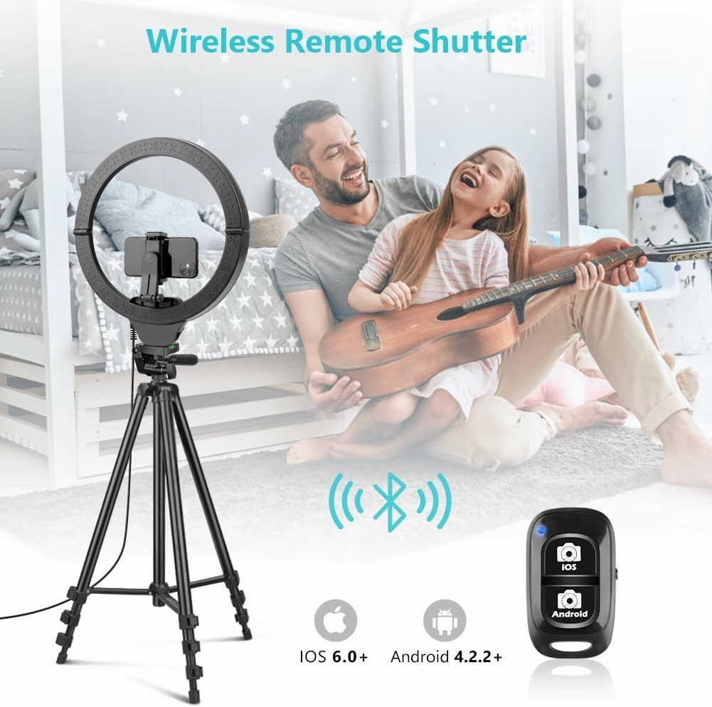 Sensyne 14'' Ring Light with 50'' Extendable Tripod Stand, LED Circle Lights with Phone Holder for Live Stream/Makeup/YouTube Video/TikTok, Compatible with All Smartphones