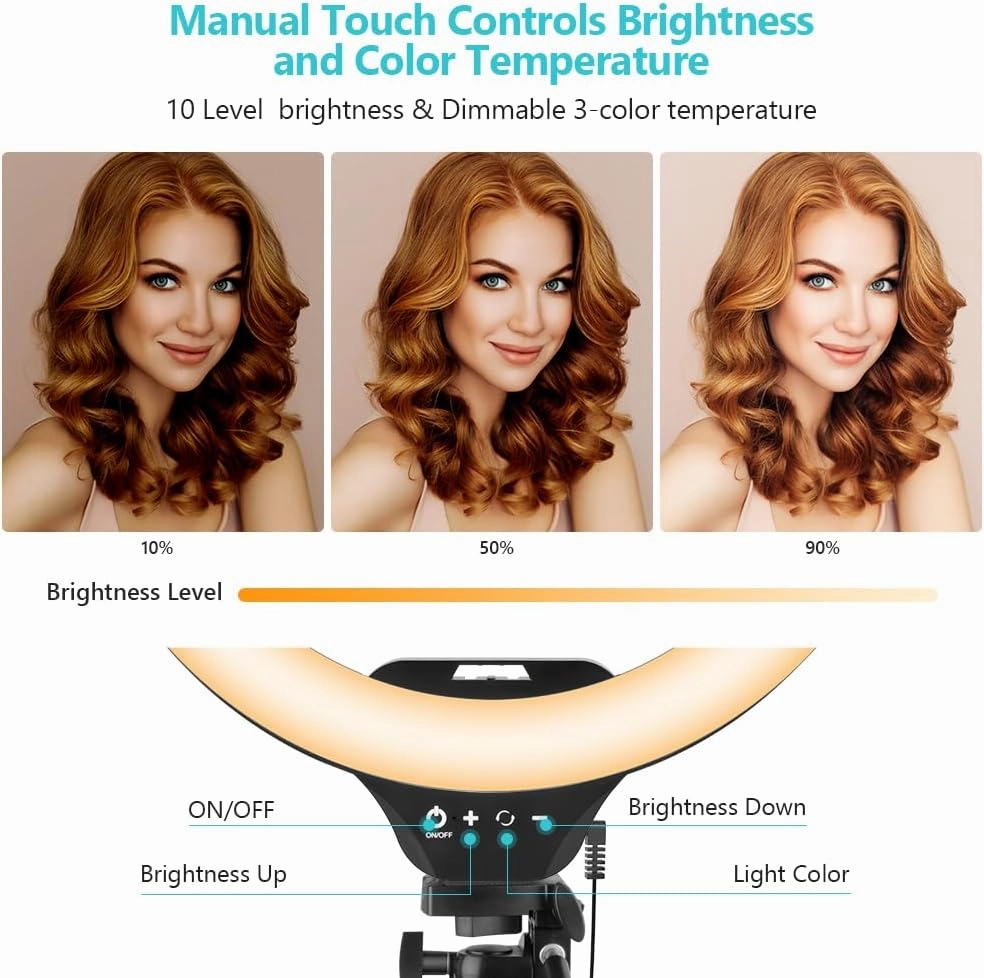 Sensyne 14'' Ring Light with 50'' Extendable Tripod Stand, LED Circle Lights with Phone Holder for Live Stream/Makeup/YouTube Video/TikTok, Compatible with All Smartphones