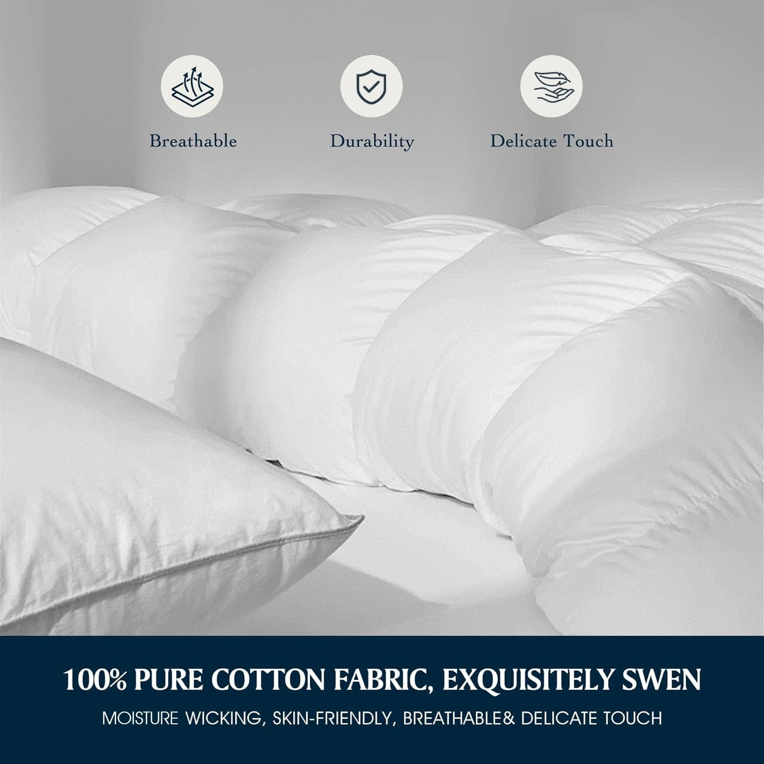 Serta Goose Feather Down Fiber Cotton Comforter King Size - 100% Cotton Duvet Insert - Hotel Luxury Hypoallergenic Bedding Comforter All Season Medium Warmth 106 x 90 Inch White