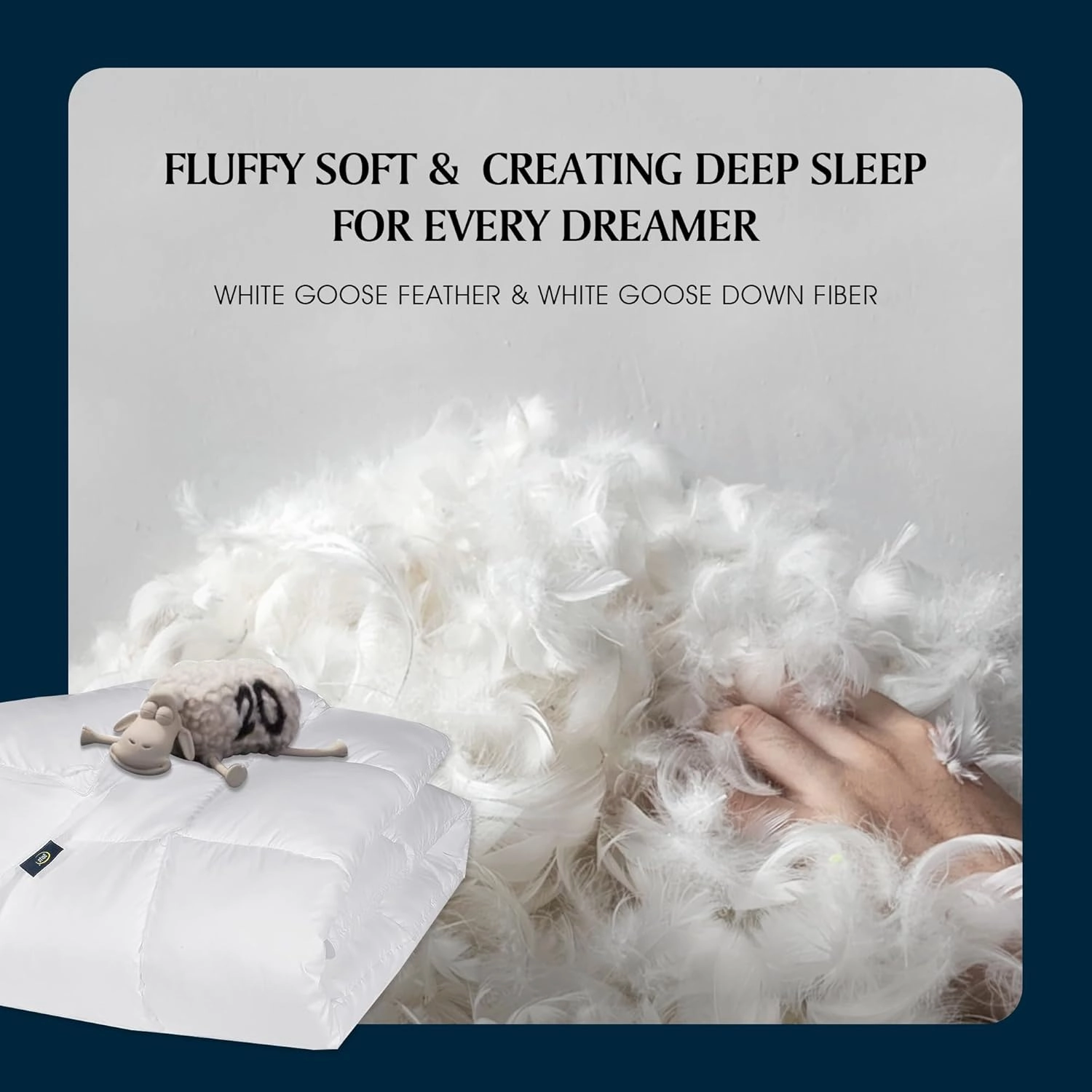 Serta Goose Feather Down Fiber Cotton Comforter King Size - 100% Cotton Duvet Insert - Hotel Luxury Hypoallergenic Bedding Comforter All Season Medium Warmth 106 x 90 Inch White
