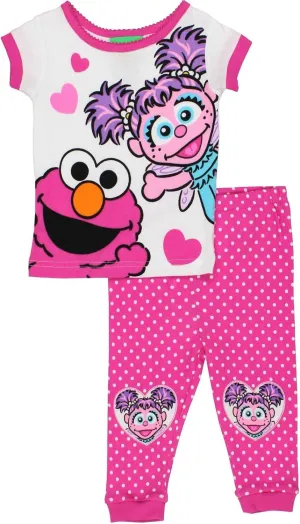 Sesame Street Elmo and Abby Cadabby Toddler Girls Cotton Pajamas Set