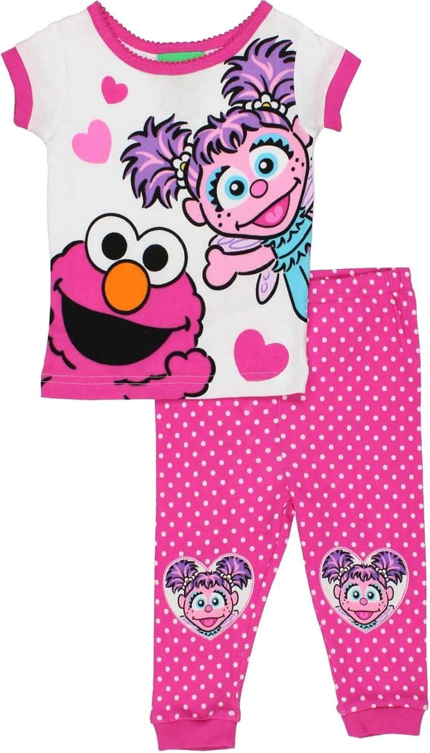 Sesame Street Elmo and Abby Cadabby Toddler Girls Cotton Pajamas Set