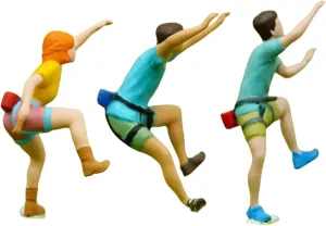 Set of 3 Climbing Figures 1:87 Scale Miniature Models for Diorama Projects and Train Scenery
