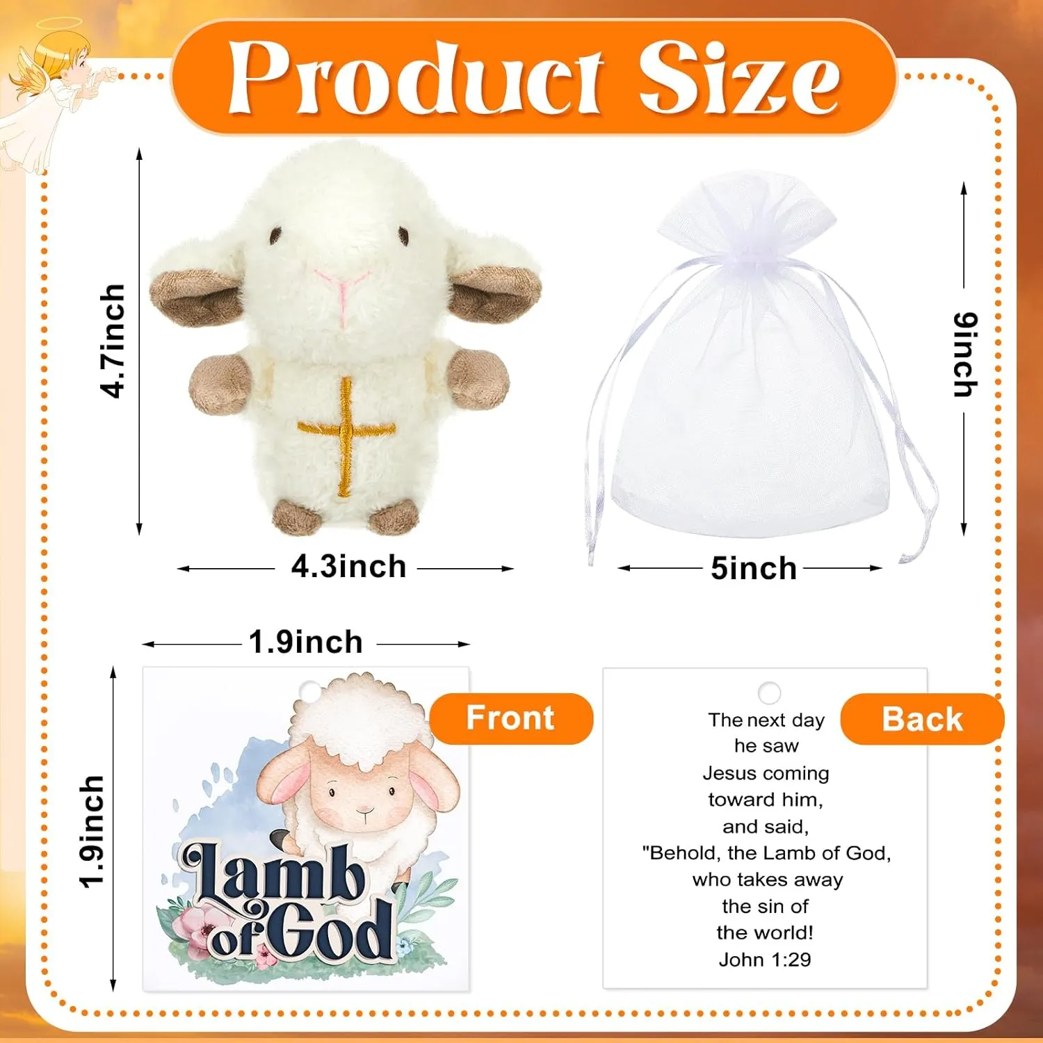 Shappy 24 Pcs Mini Plush Lambs Jesus Plush Toys Lamb of God Sheep Stuffed Animal Keychain Religious Easter Party Favors Basket Stuffers Christian Gifts for Easter Baptism First Communion Christening