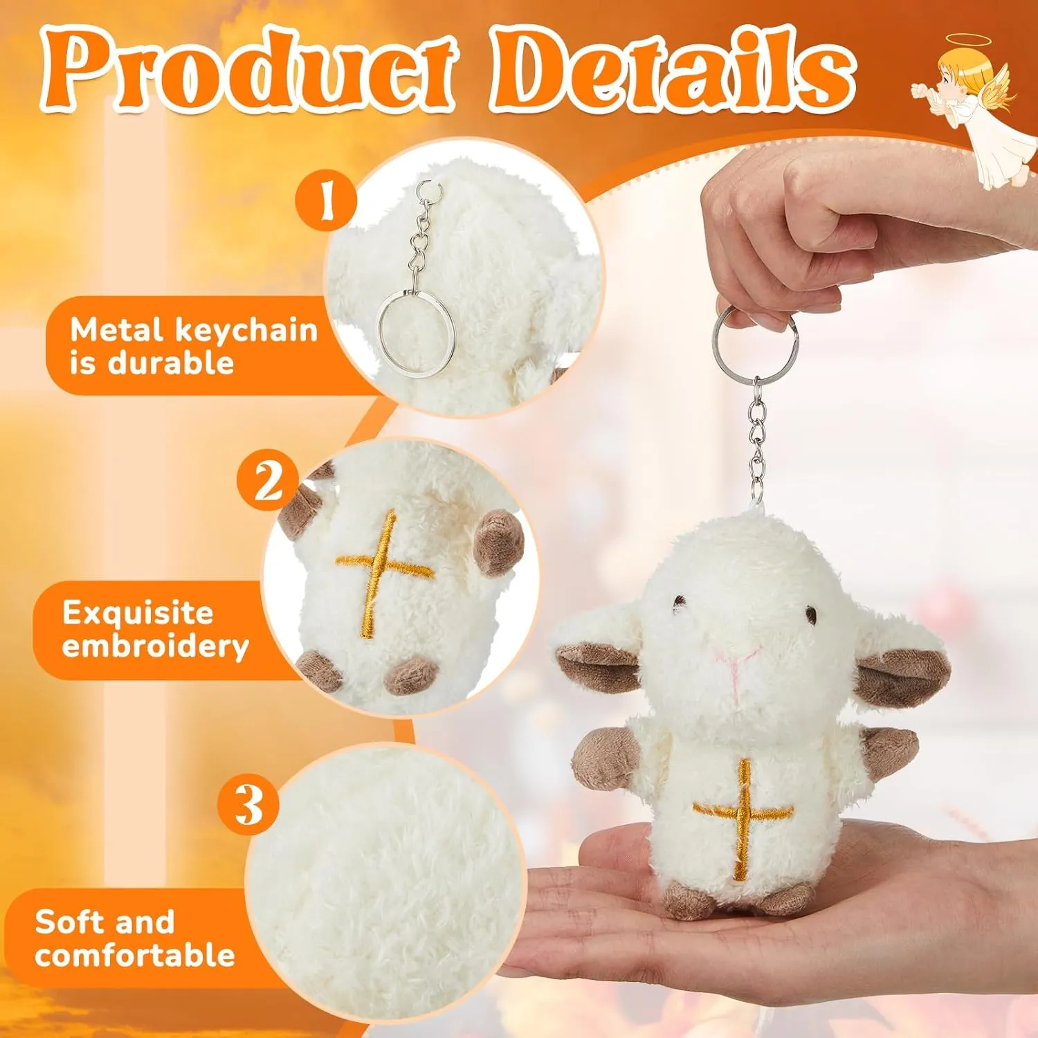 Shappy 24 Pcs Mini Plush Lambs Jesus Plush Toys Lamb of God Sheep Stuffed Animal Keychain Religious Easter Party Favors Basket Stuffers Christian Gifts for Easter Baptism First Communion Christening