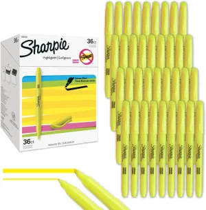 Sharpie Pocket Highlighters, Chisel Tip Highlighter Marker Set, Fluorescent Yellow Highlighters, Office And Teacher Supplies, 36 Count