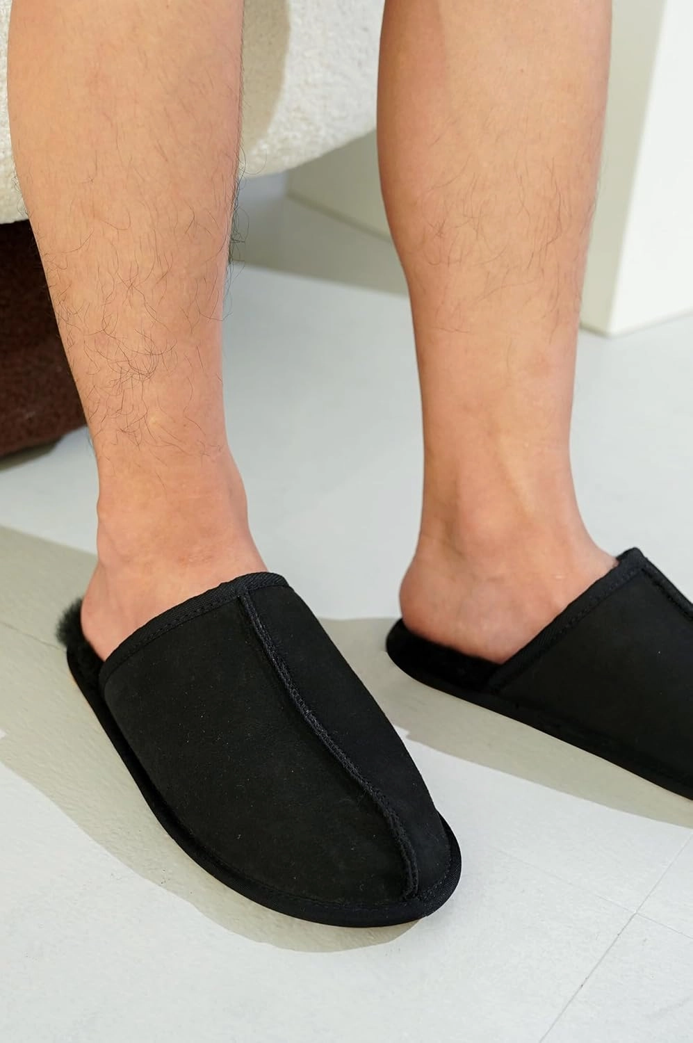 Sheepskin & Memory Foam Men's House Slippers by Project Cloud