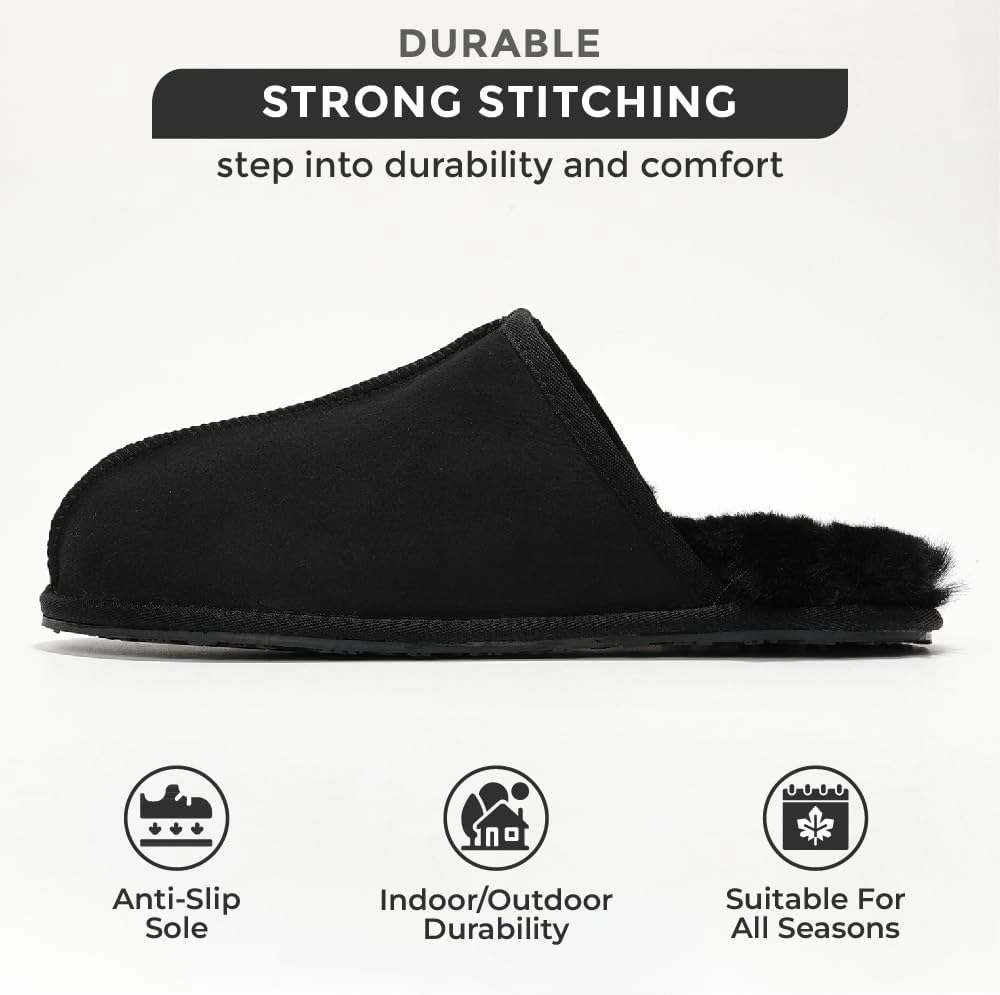 Sheepskin & Memory Foam Men's House Slippers by Project Cloud