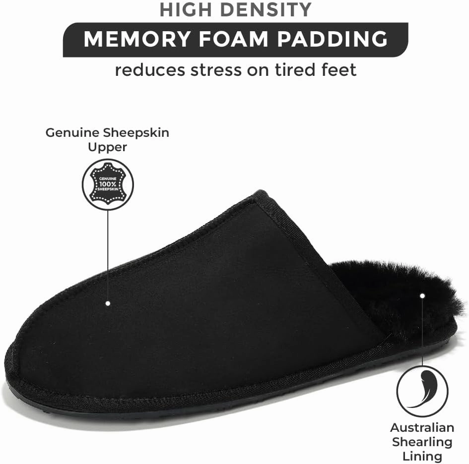 Sheepskin & Memory Foam Men's House Slippers by Project Cloud