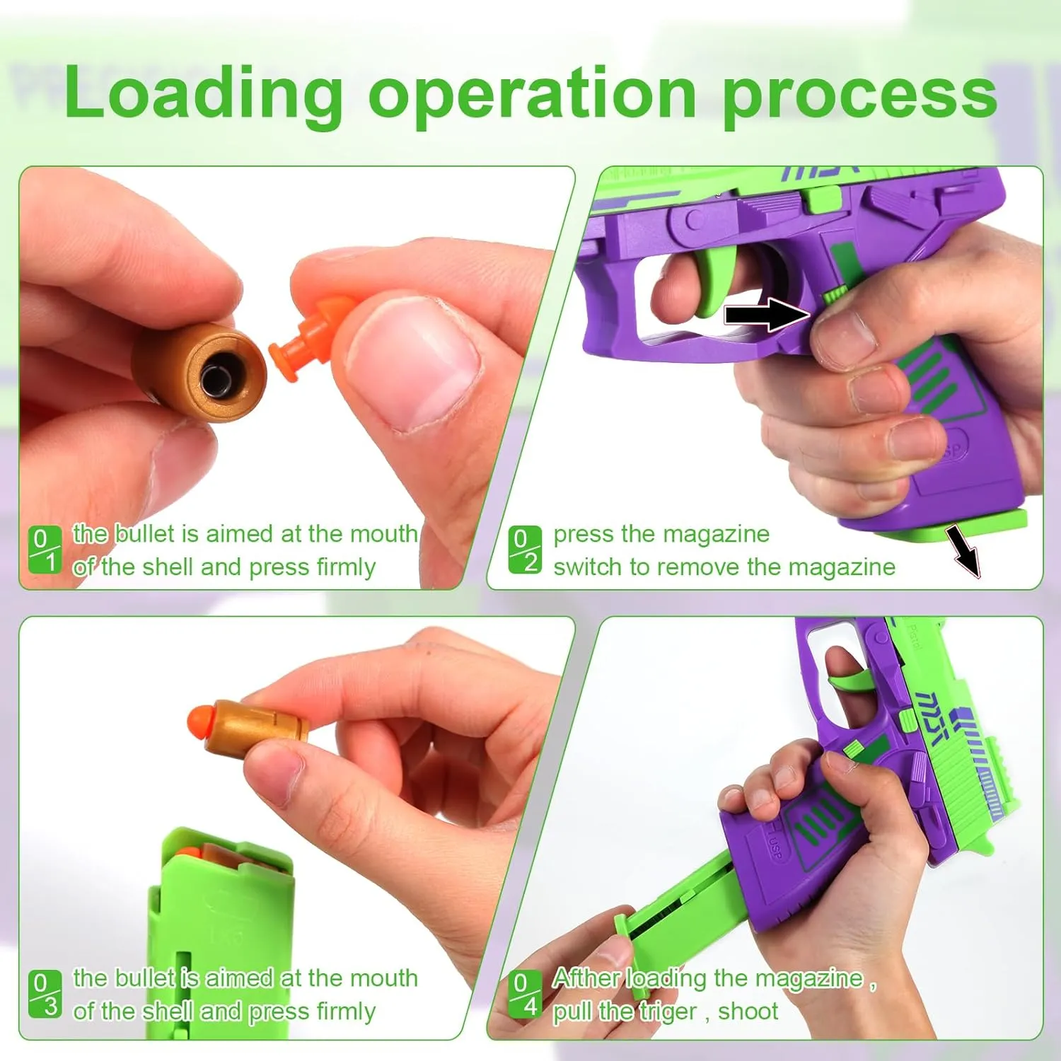 Shell Ejecting Toy Gun Fun Toy Soft Bullet Nerf Gun Fully Automatic Reloading Ideal Gifts for Boys Adults Christmas Birthday
