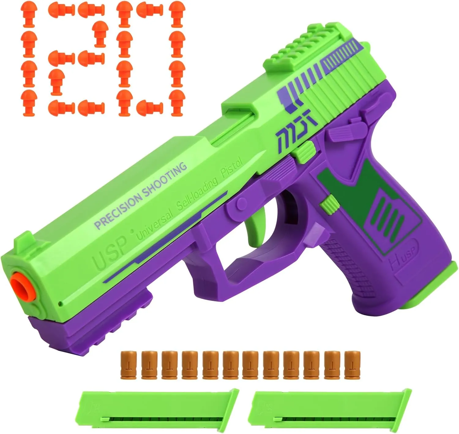 Shell Ejecting Toy Gun Fun Toy Soft Bullet Nerf Gun Fully Automatic Reloading Ideal Gifts for Boys Adults Christmas Birthday