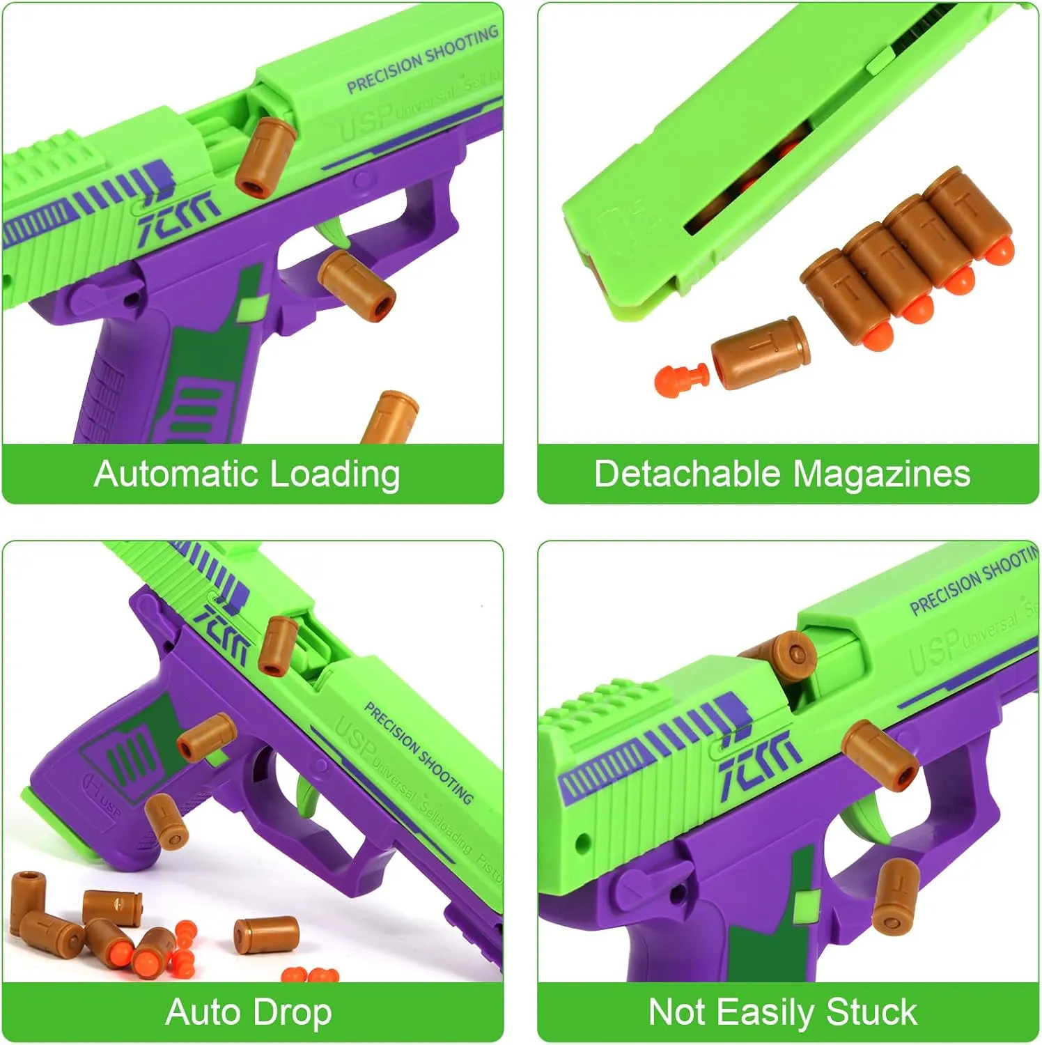 Shell Ejecting Toy Gun Fun Toy Soft Bullet Nerf Gun Fully Automatic Reloading Ideal Gifts for Boys Adults Christmas Birthday