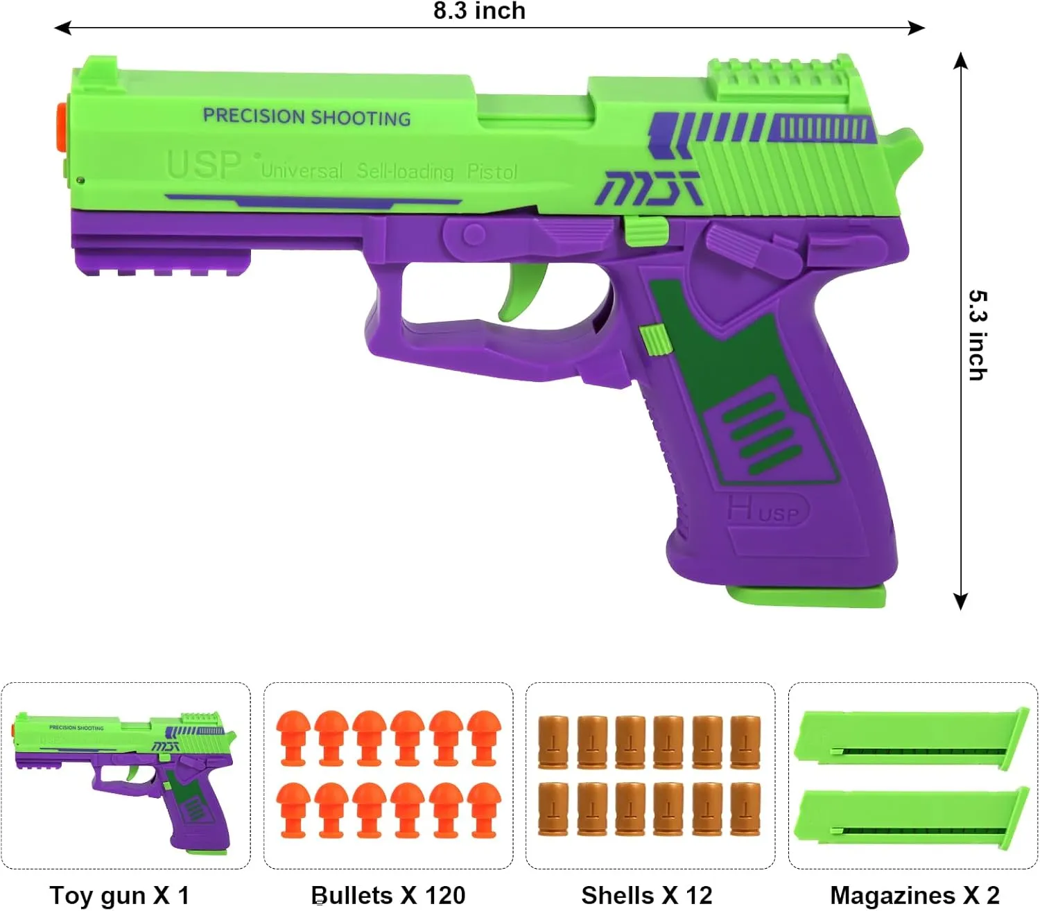 Shell Ejecting Toy Gun Fun Toy Soft Bullet Nerf Gun Fully Automatic Reloading Ideal Gifts for Boys Adults Christmas Birthday