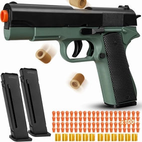 Shell Ejecting Toy Gun, Semi-Automatic Soft Bullet Toy Guns for Boys 8-12, Cool Toy Pistol with 100 Soft Bullets, Educational Model Outdoor Shooting Game