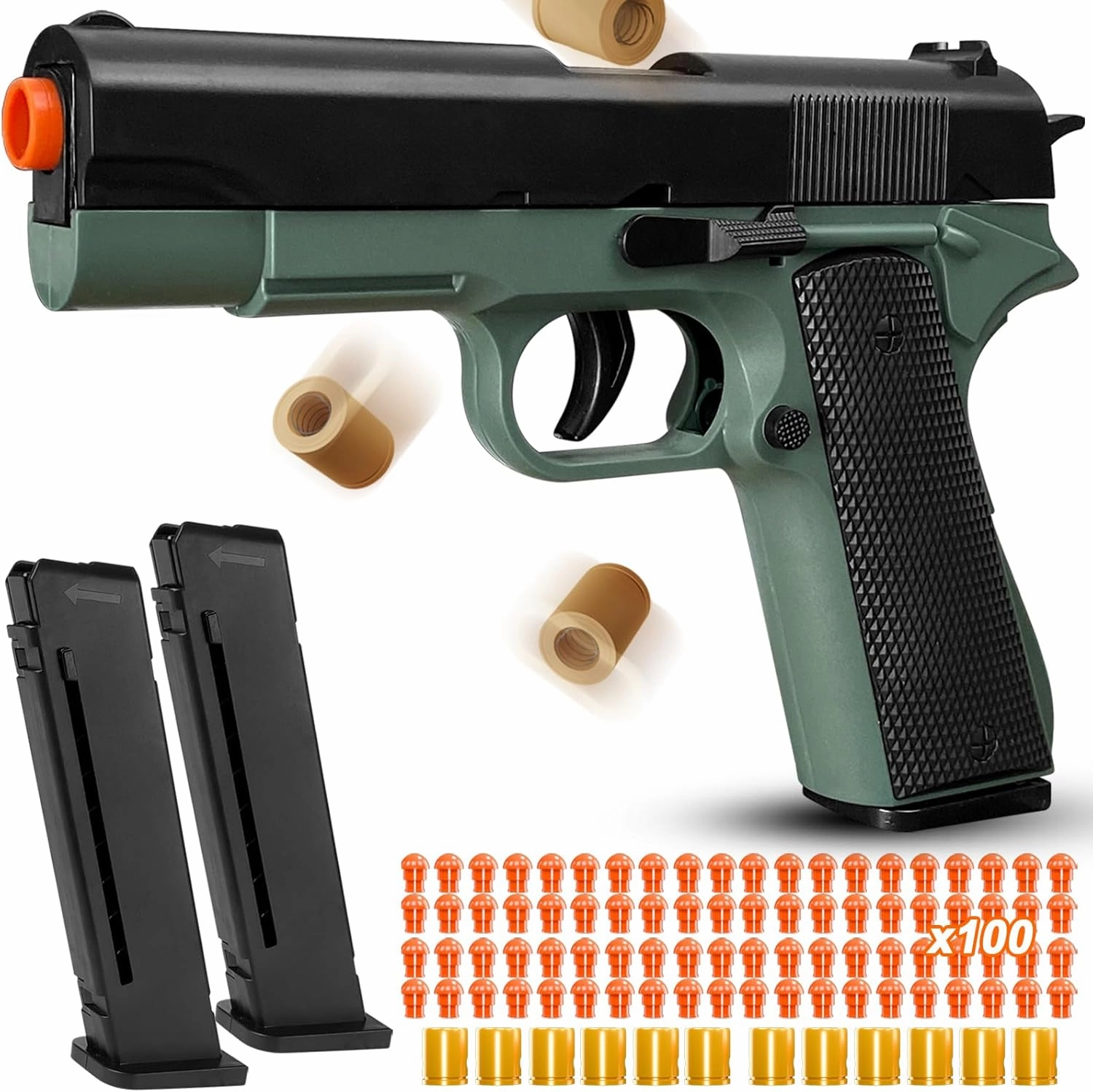 Shell Ejecting Toy Gun, Semi-Automatic Soft Bullet Toy Guns for Boys 8-12, Cool Toy Pistol with 100 Soft Bullets, Educational Model Outdoor Shooting Game