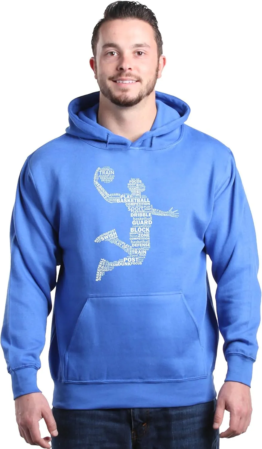 shop4ever Basketball Player Dunk Silhouette Word Cloud Hoodie Sweatshirts