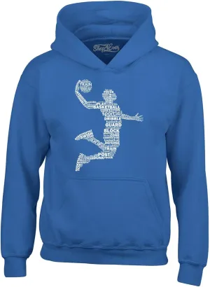shop4ever Basketball Player Dunk Silhouette Word Cloud Hoodie Sweatshirts