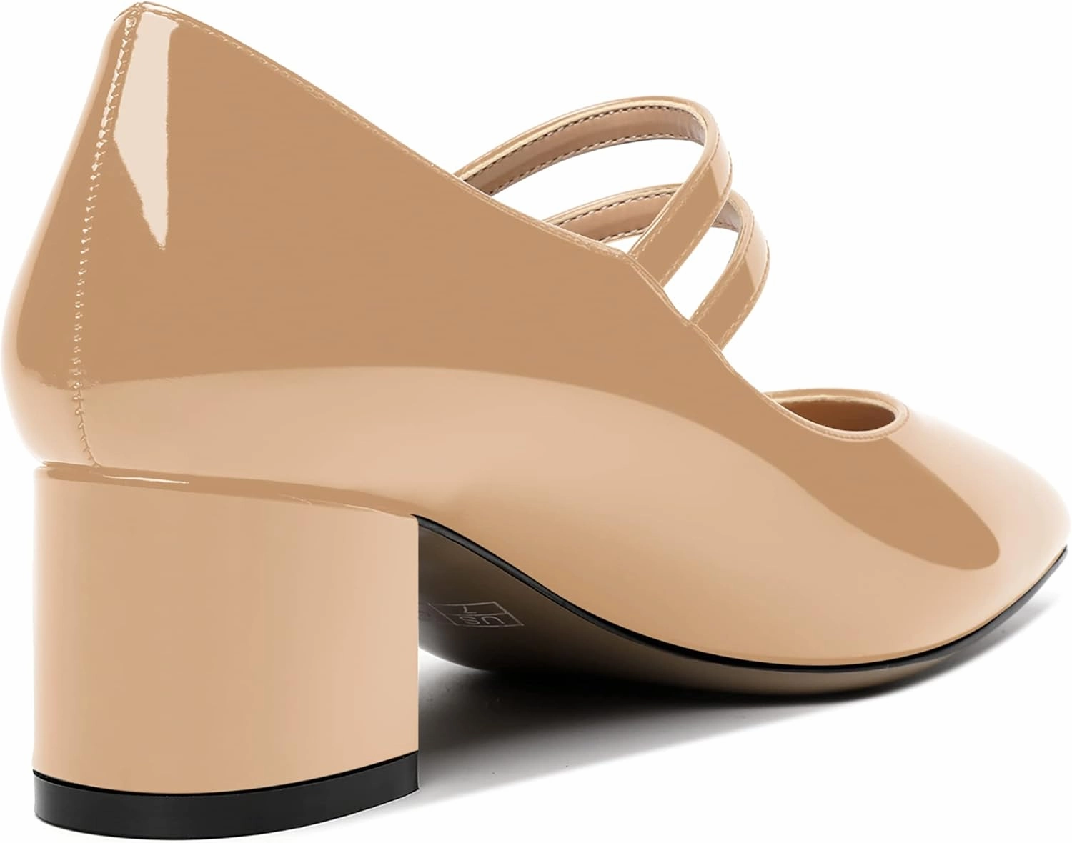 SHOWFOREST Women's Dating Buckle Cute Square Toe Solid Patent Block Low Heel Pumps Shoes 2 Inch