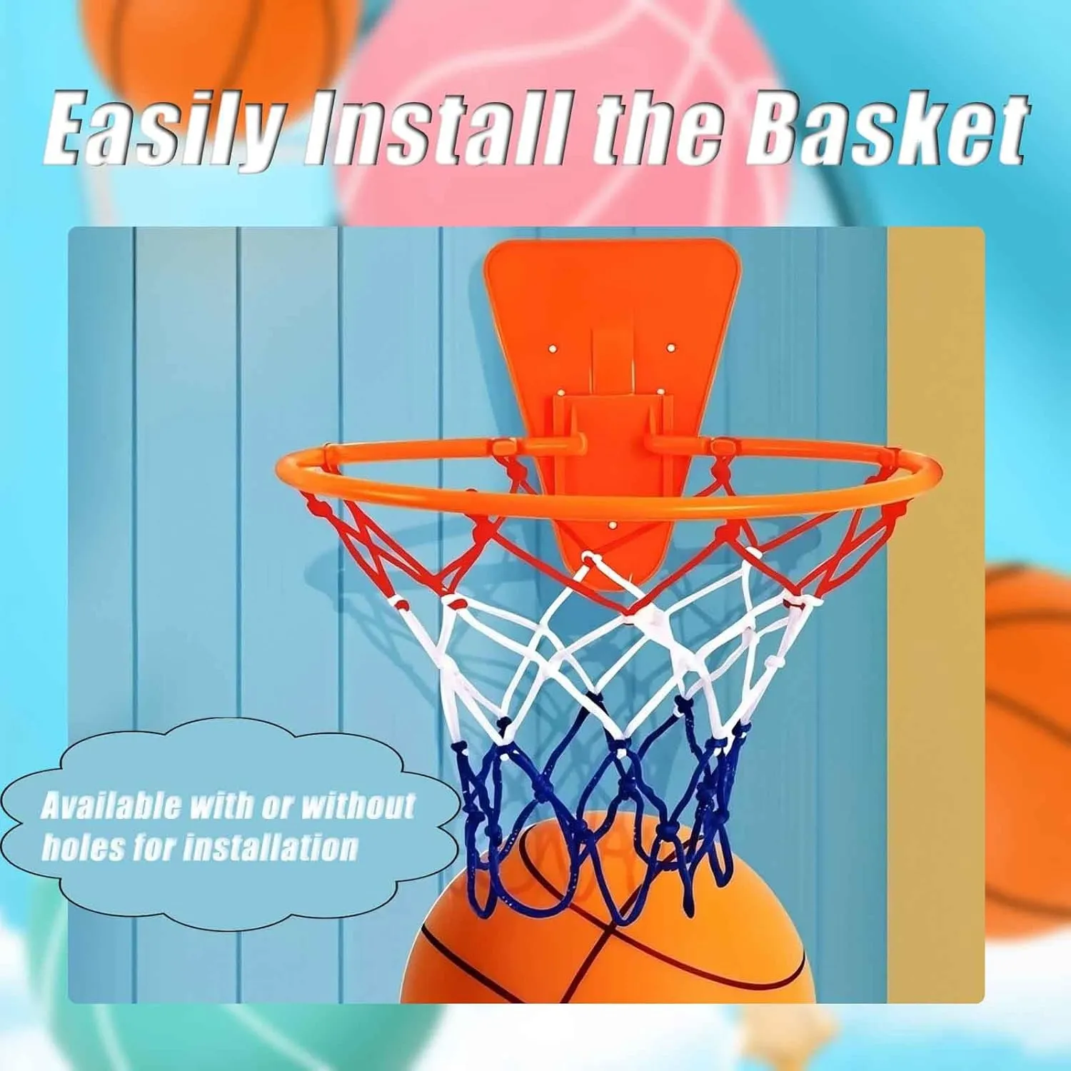 Silent Basketball and Hoop Set, Silent Basketball with Hoop, Indoor Quiet Basketballs Dribbling with Wall Mount Basketballhoop