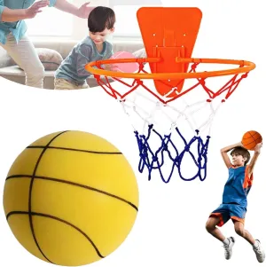 Silent Basketball and Hoop Set, Silent Basketball with Hoop, Indoor Quiet Basketballs Dribbling with Wall Mount Basketballhoop