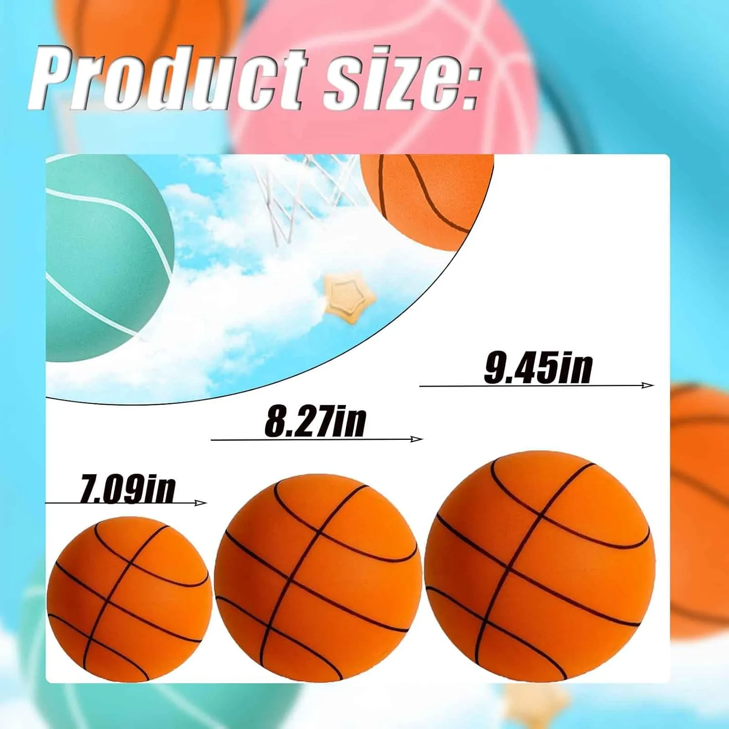 Silent Basketball and Hoop Set, Silent Basketball with Hoop, Indoor Quiet Basketballs Dribbling with Wall Mount Basketballhoop