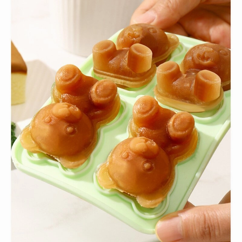 Silicone Teddy Bear 4-Grid Ice Cube Mold, Easy-Freezing