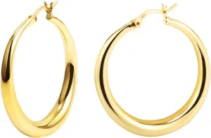 Silver Oval Hoop Earrings Hypoallergenic 14K Gold Plated Sterling Silver Lightweight Oval Hoop Earrings for Women Gilrs