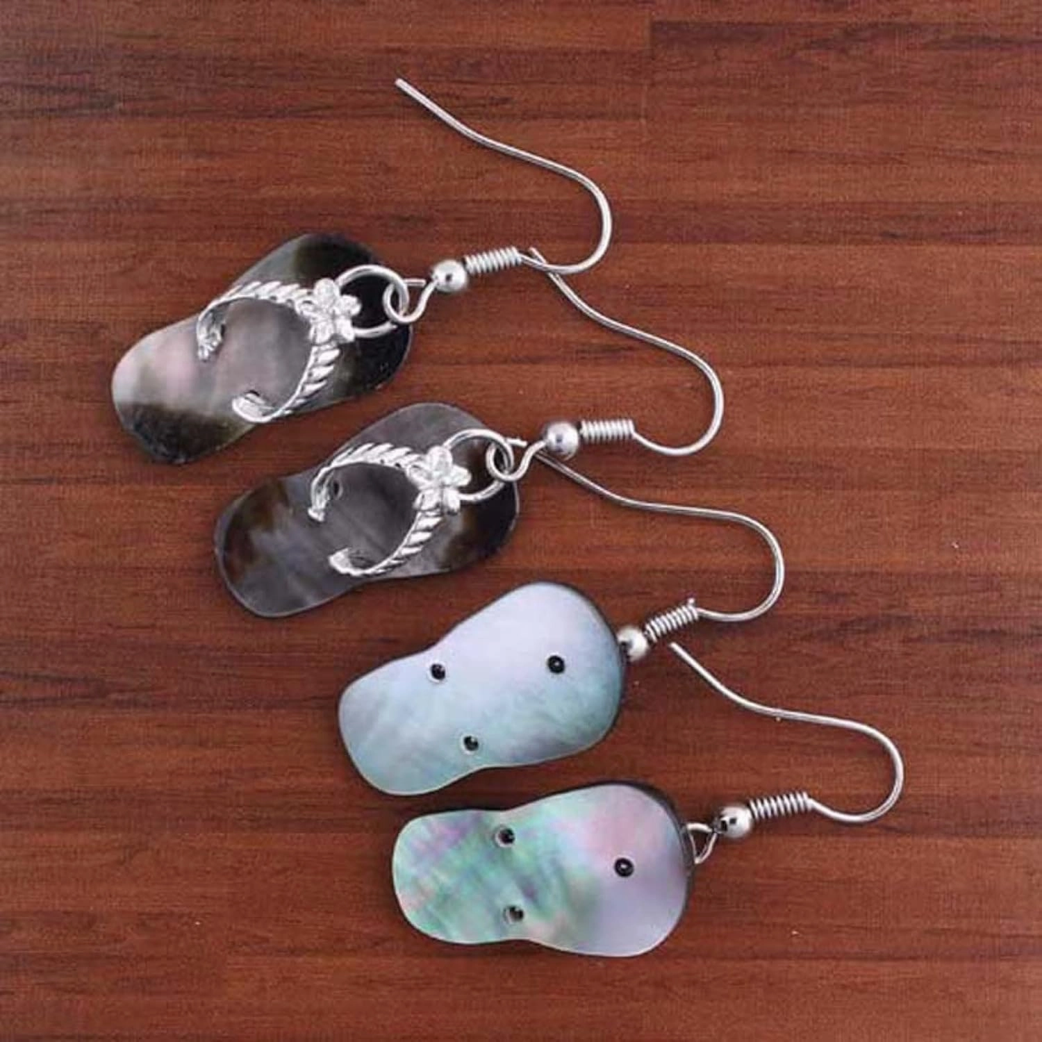 Silver Plated Natural Stone Slipper Earrings Abalone Shell Agate Hook Earring Women Fashion Jewelry,Black Agate
