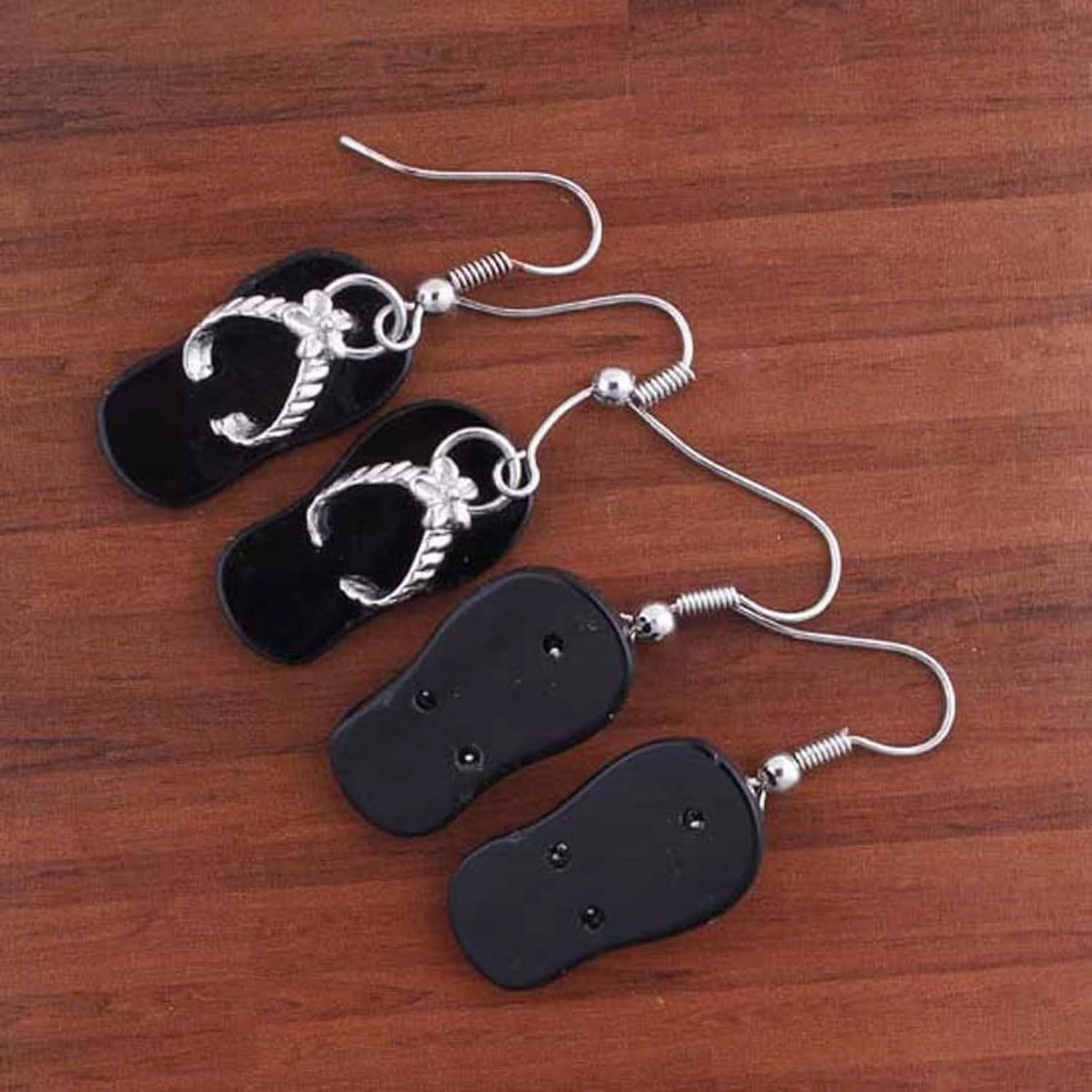 Silver Plated Natural Stone Slipper Earrings Abalone Shell Agate Hook Earring Women Fashion Jewelry,Black Agate