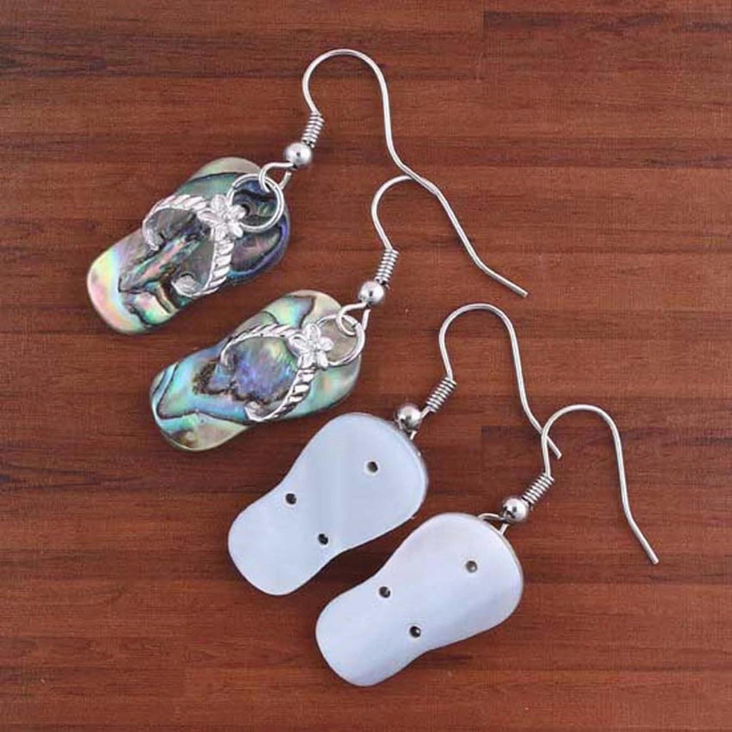 Silver Plated Natural Stone Slipper Earrings Abalone Shell Agate Hook Earring Women Fashion Jewelry,Black Agate