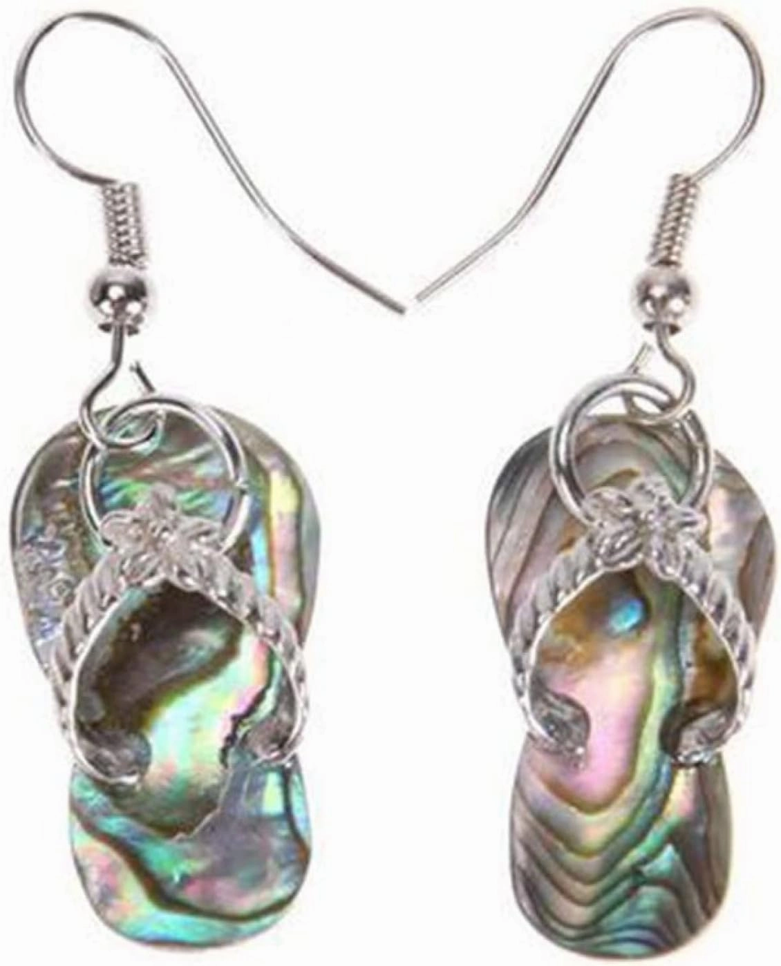Silver Plated Natural Stone Slipper Earrings Abalone Shell Agate Hook Earring Women Fashion Jewelry,Black Agate