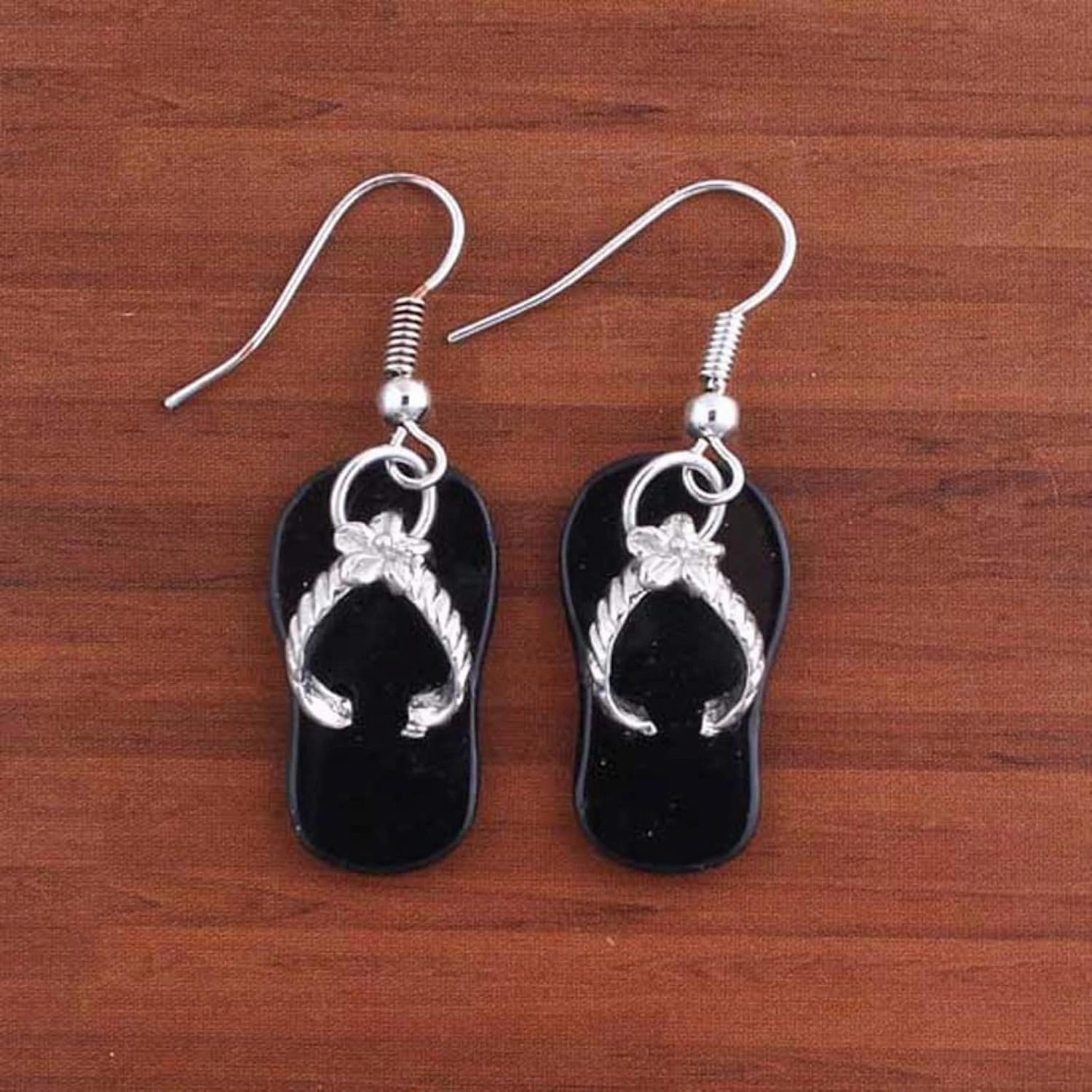 Silver Plated Natural Stone Slipper Earrings Abalone Shell Agate Hook Earring Women Fashion Jewelry,Black Agate