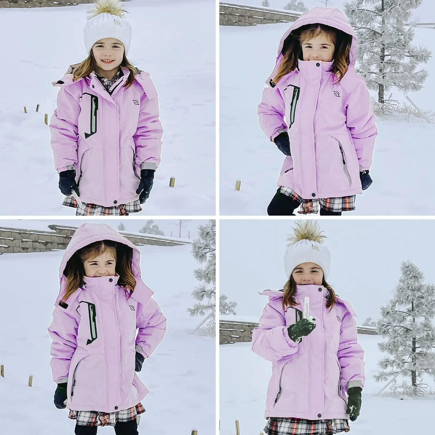 Simplee kids Girls Waterproof Ski Snow Jacket Fleece Raincoat Colorful Winter Coat Warm Hooded