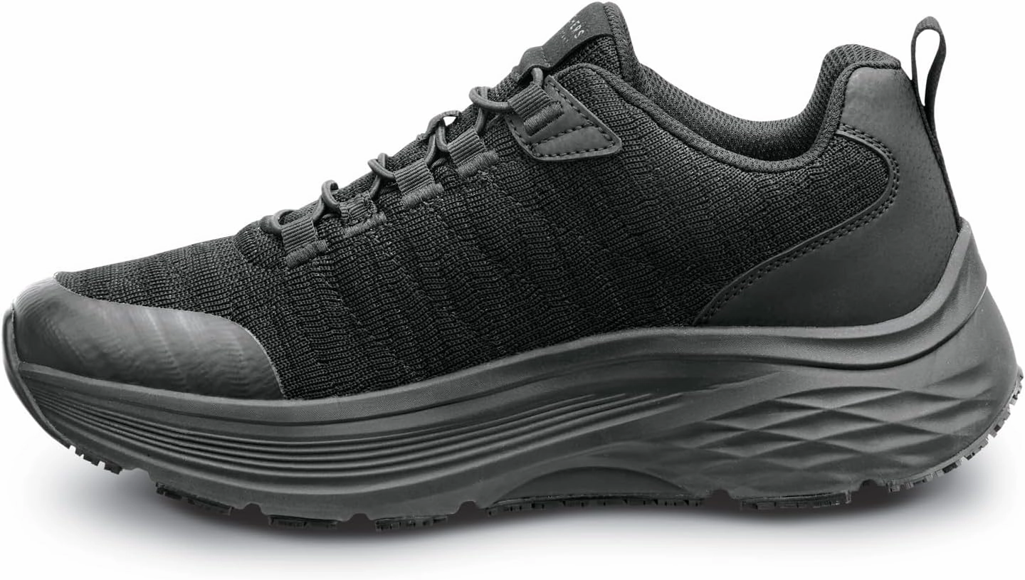 Skechers Work Leo, Arch Fit, Men's, Black, Soft Toe, MaxTrax Slip Resistant, EH, Low Athletic, Work Shoe