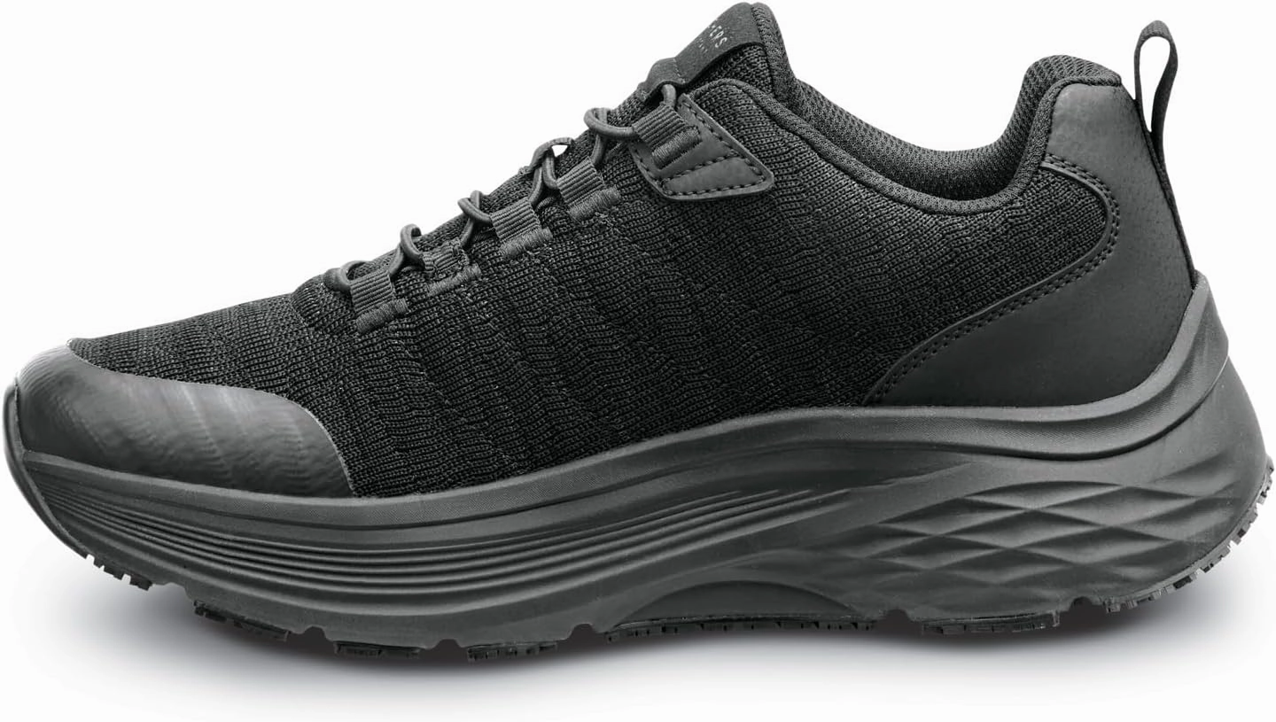 Skechers Work Leo, Arch Fit, Men's, Black, Soft Toe, MaxTrax Slip Resistant, EH, Low Athletic, Work Shoe