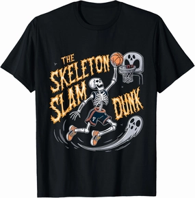 Skeleton Slam Dunk - Scary Basketball Halloween T-Shirt