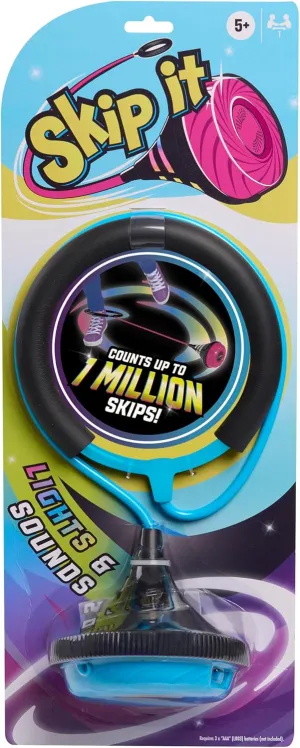 Skip It Retro Outdoor Toy, Light Up Ball and Digital Counter, Blue, Soft Foam Padded Ankle Ring, 31-inch Long, Screen Free Play, Toys for Kids Ages 5 Up