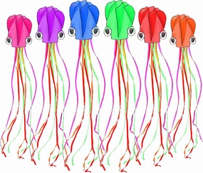 Skylety 6 Pieces Octopus Kite, Easy Flyer Kites with Long Tail, with a 100-meter Flying Line, Play with Kids on The Beach, Park, Outdoor Games and Activities