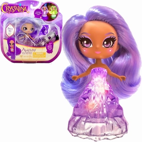 Skyrocket Crystalina Dolls - Amethyst Girls Collectible Toys with Color Changing LED Dress and Amulet Necklace
