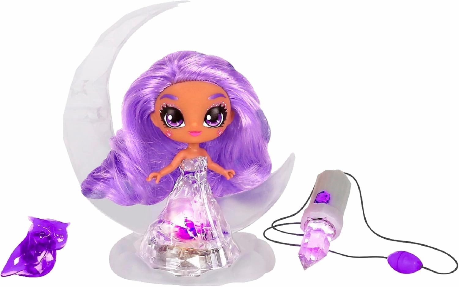 Skyrocket Crystalina Dolls - Amethyst Girls Collectible Toys with Color Changing LED Dress and Amulet Necklace