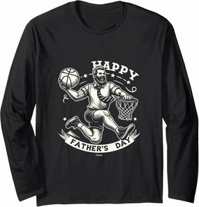 SLAM DUNK BEARDED BASKETBALL DAD HAPPY FATHER'S DAY Long Sleeve T-Shirt