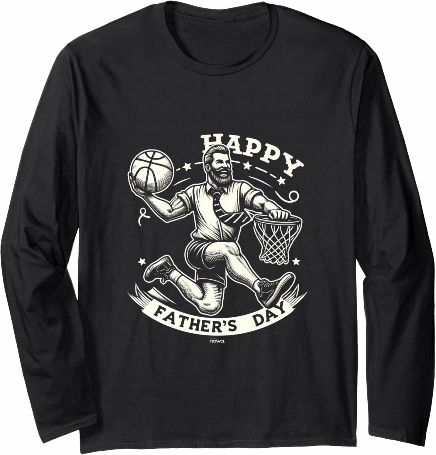 SLAM DUNK BEARDED BASKETBALL DAD HAPPY FATHER'S DAY Long Sleeve T-Shirt