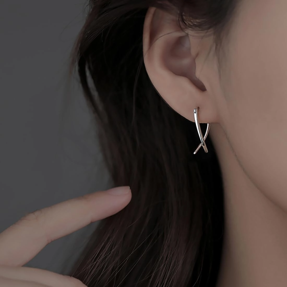 SLUYNZ 925 Sterling Silver X Hoop Earrings for Women Teens Minimalist Hoop Earrings Huggie