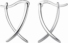 SLUYNZ 925 Sterling Silver X Hoop Earrings for Women Teens Minimalist Hoop Earrings Huggie