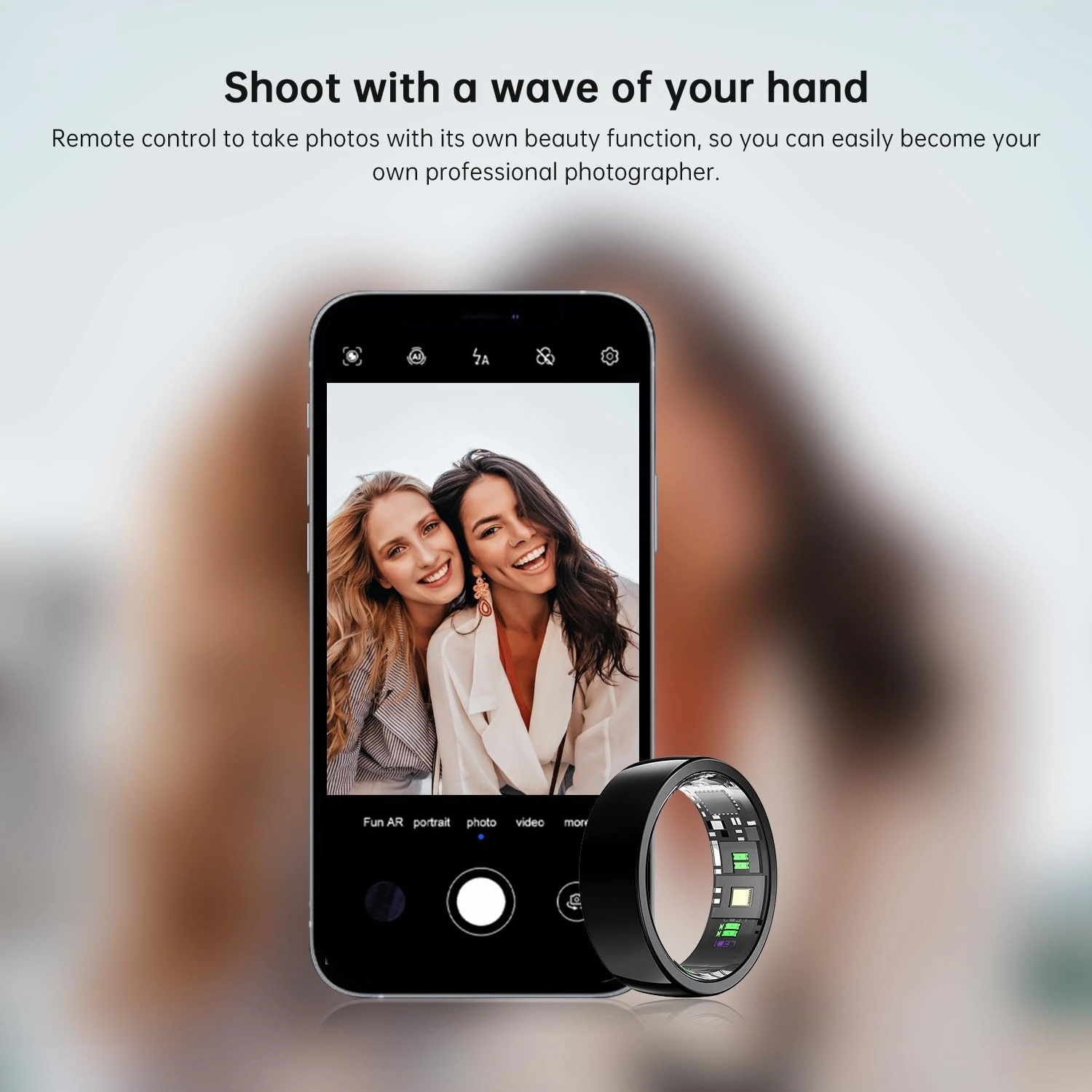 Smart Ring - Sleep Tracking Wearable - Heart Rate - Oxygen Monitoring - Fitness Tracker - Hand Gesture Brush Tiktok - Remote Camera - Up to 9 Days of Battery Life